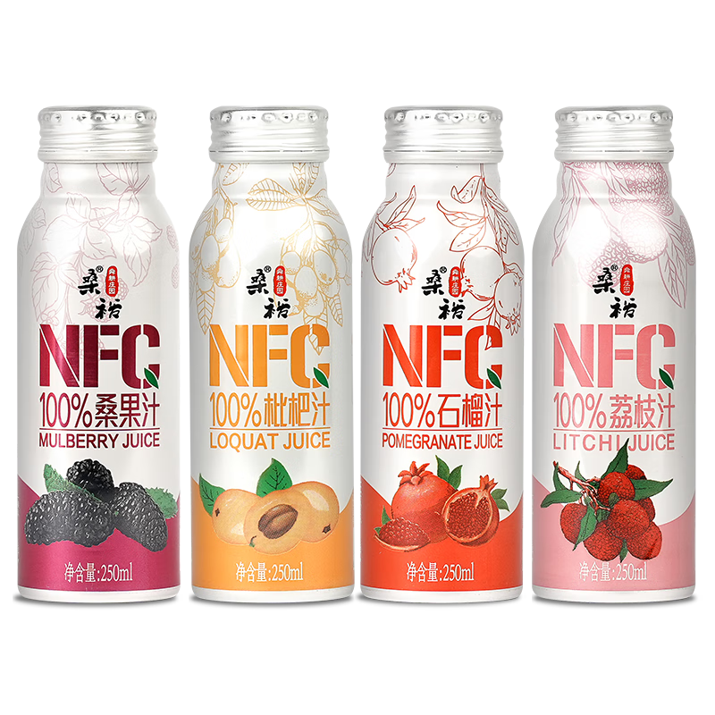 桑裕 NFC純100%桑果汁枇杷汁石榴汁荔枝汁營養(yǎng)果汁果蔬汁組合裝 桑果汁枇杷汁石榴汁荔枝汁各2瓶