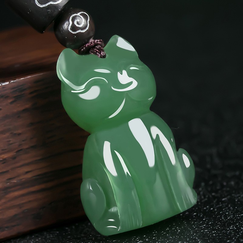 钻后和田玉小猫咪吊坠玉石卡通玉坠女 猫 女 猫