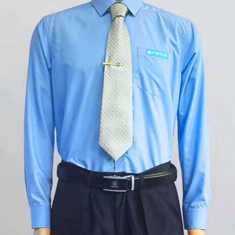 三局工作服中国建筑长短袖商务衬衫男女同款蓝色 中建蓝男款长袖衬衫