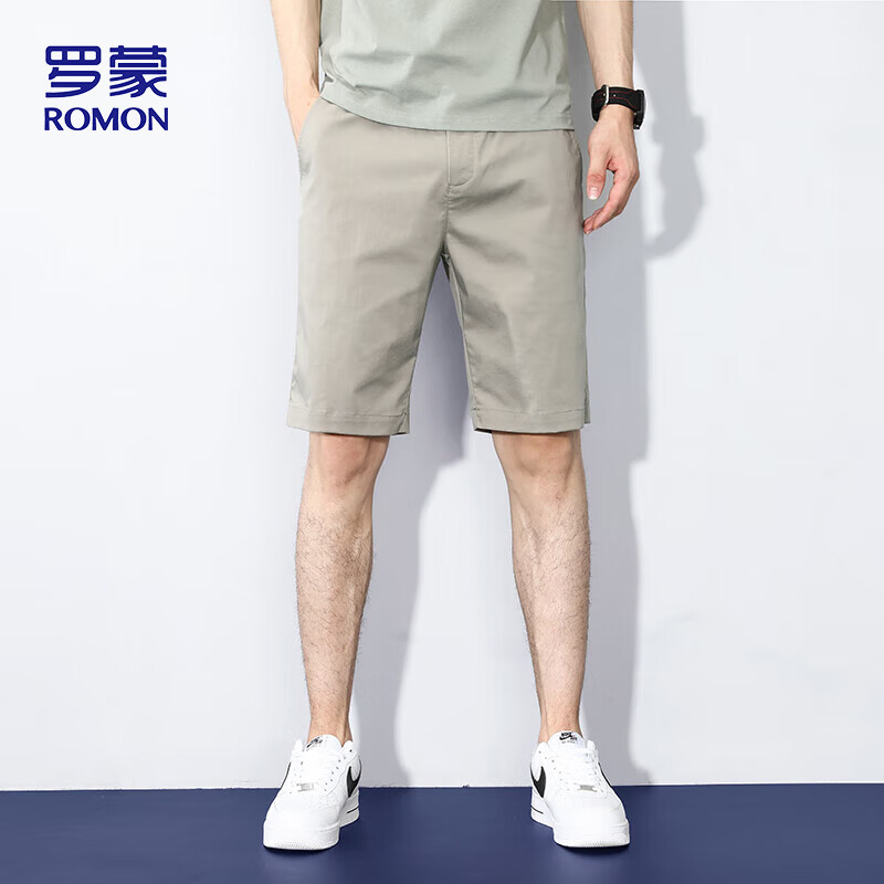 罗蒙休闲短裤男夏季商务男裤棉弹透气五分裤运动裤子男装LM112灰色31