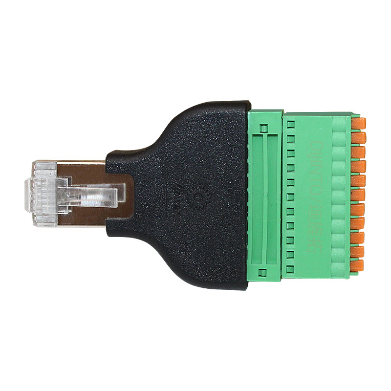 10p10c免压rj48水晶头rj50扫码枪用网线免焊10芯电话线工控接头