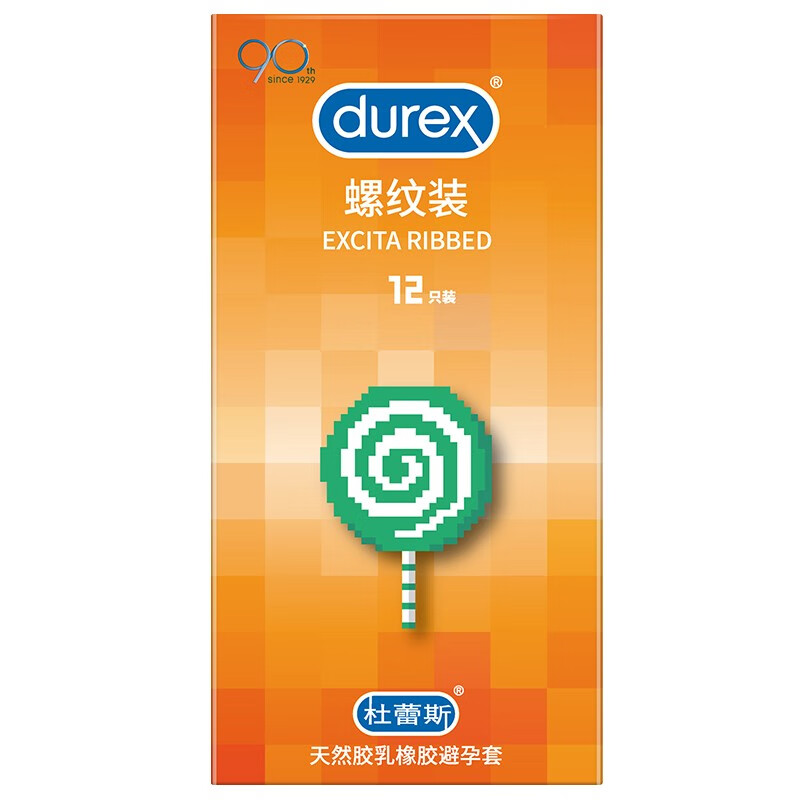 durex 天然胶乳橡胶避孕套螺纹装 12只装 螺纹环绕 刺激感受 1盒装