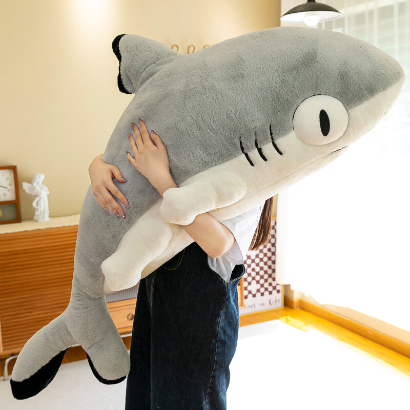 IGIFTFIRE鲨鱼长条抱枕网红搞怪呆萌毛绒玩具猫咪枕头可爱布娃娃生日礼物女 鲨猫 110厘米