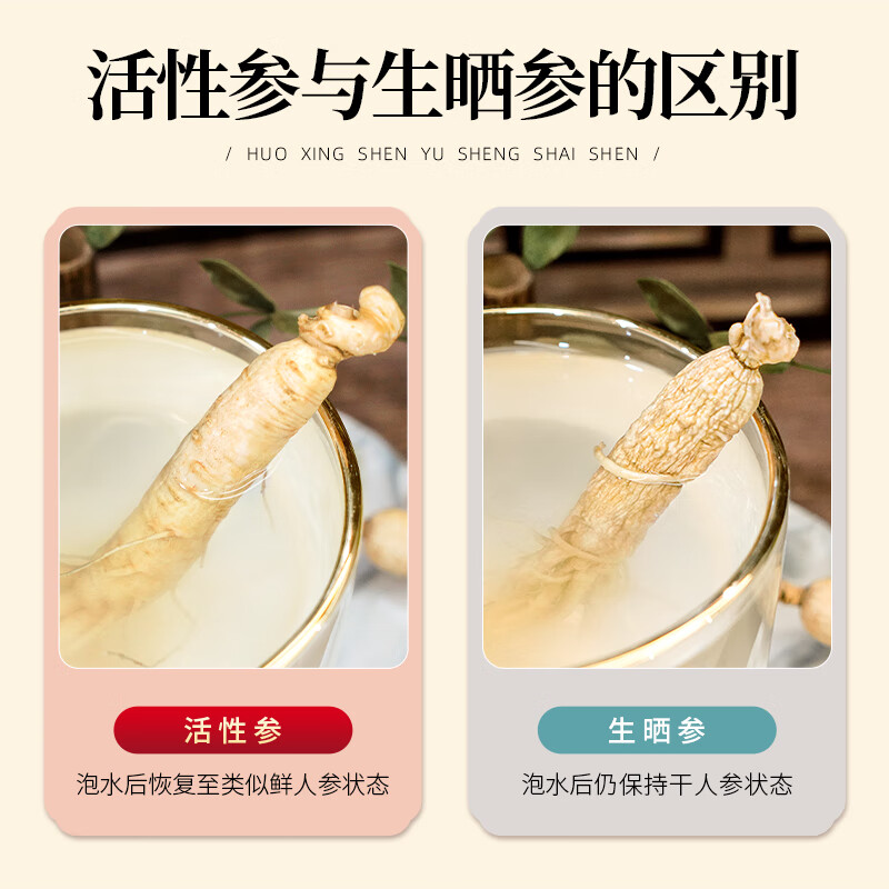 长白山人参东北活性参冻干人参 秋冬泡水泡酒料富含人参皂苷 送长辈父母礼物 【拍1发4盒.活性参】送2个礼袋