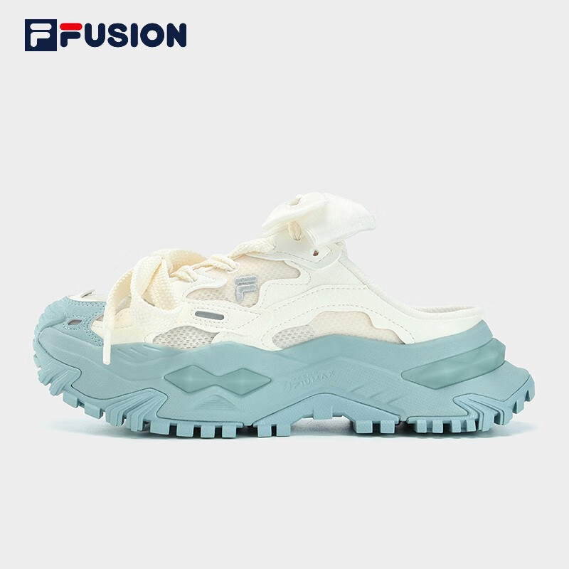 FILA FUSION斐乐潮牌BIANCO MULE女鞋运动拖鞋2023秋季新款厚底鞋 奶白/以太蓝-GE 39