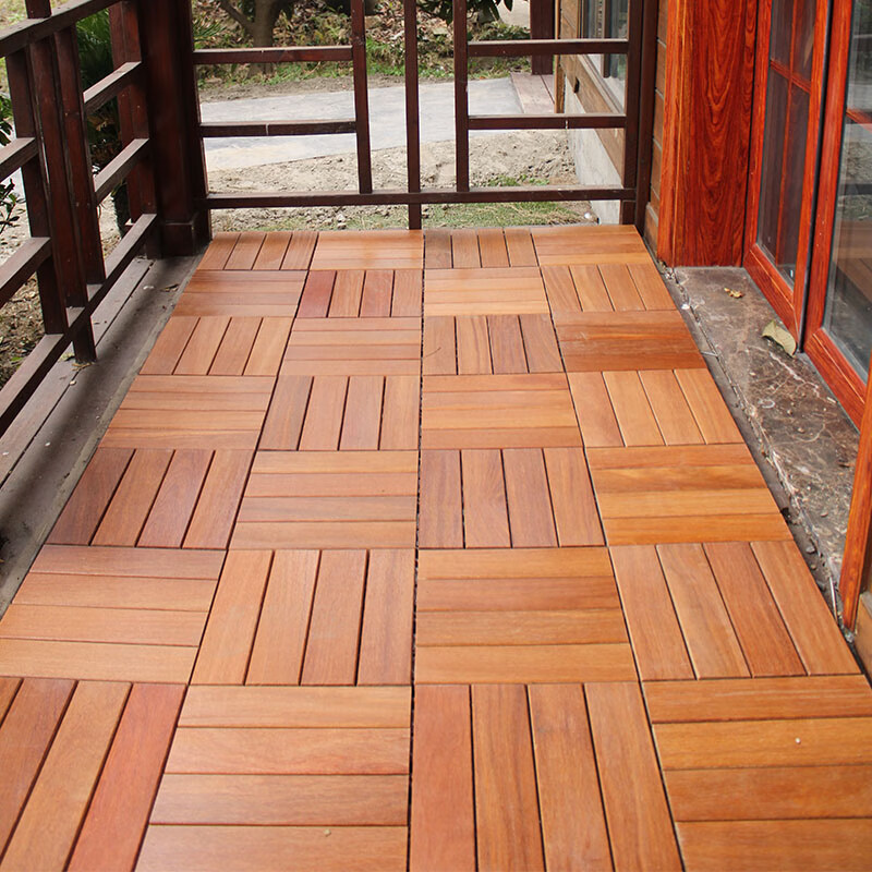 仁聚益菠萝格阳台地板户外防腐木阳光房实木室外拼接露台改造自铺地板
