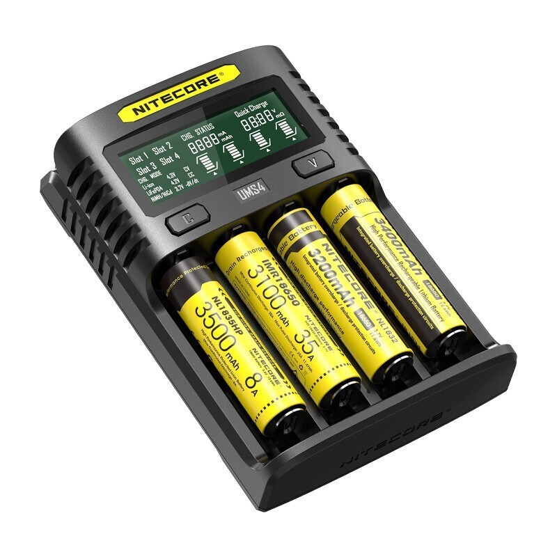nitecore 奈特科尔 ums4智能四槽usb充电器18650/21700 18w qc快速