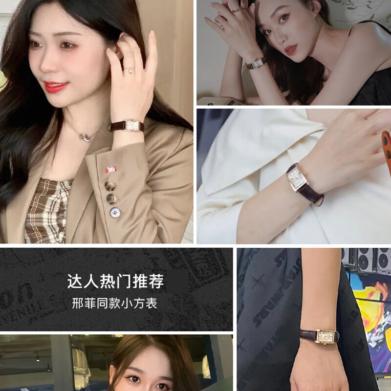 聚利时（Julius）手表女邢菲同款小众轻奢防水方形女士机械风石英情人节礼物送女友 高级咖【礼盒装】