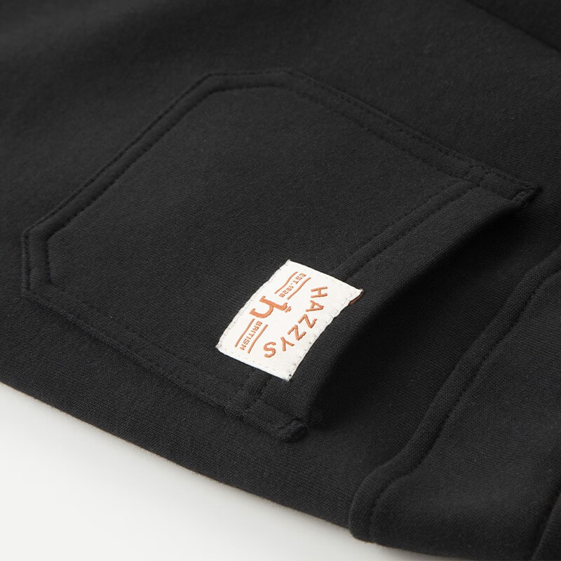 哈吉斯（HAZZYS）童装男童春新款红品简约款舒适百搭针织男童长裤 钻石黑 145