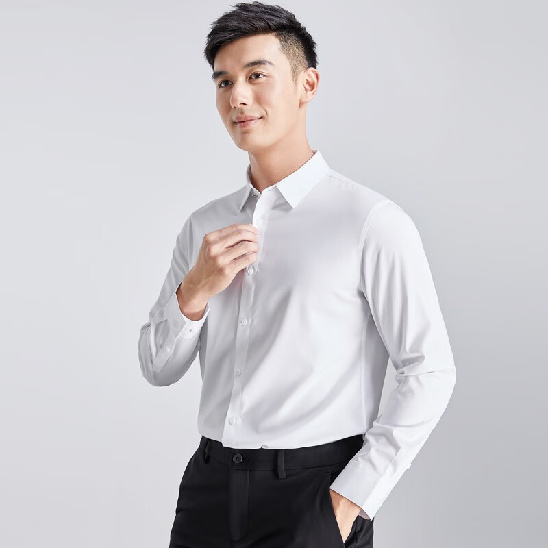 莱克斯顿长袖衬衫男【商场同款】春秋方领系扣透气休闲百搭风上衣男 M