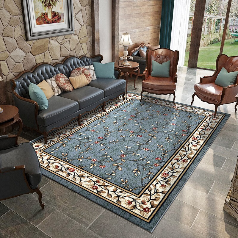 绅士狗 现代简约客厅地毯 欧美式客厅毯 卧室满铺床边毯 新中式茶几地毯 蓝绿色 2.4*3.4米 高密度加厚