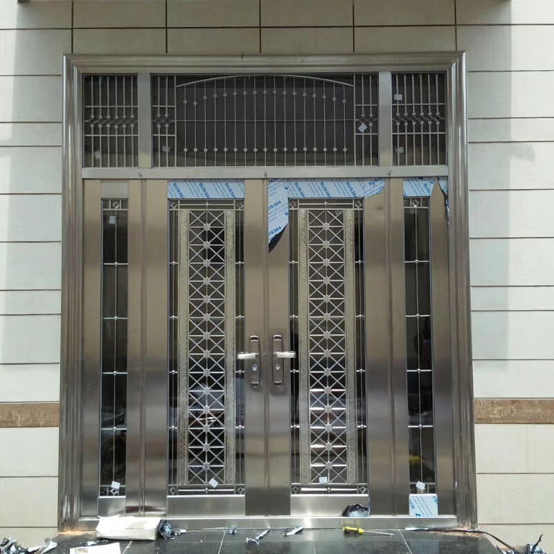 仁聚益304不锈钢门别墅大门双开门家用乡村入户门农村自建房单门进户