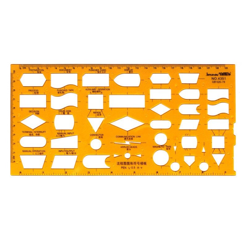 绘图模板圆弧模板多功能设计制图工具全圆量角器尺子 流程图图形符号