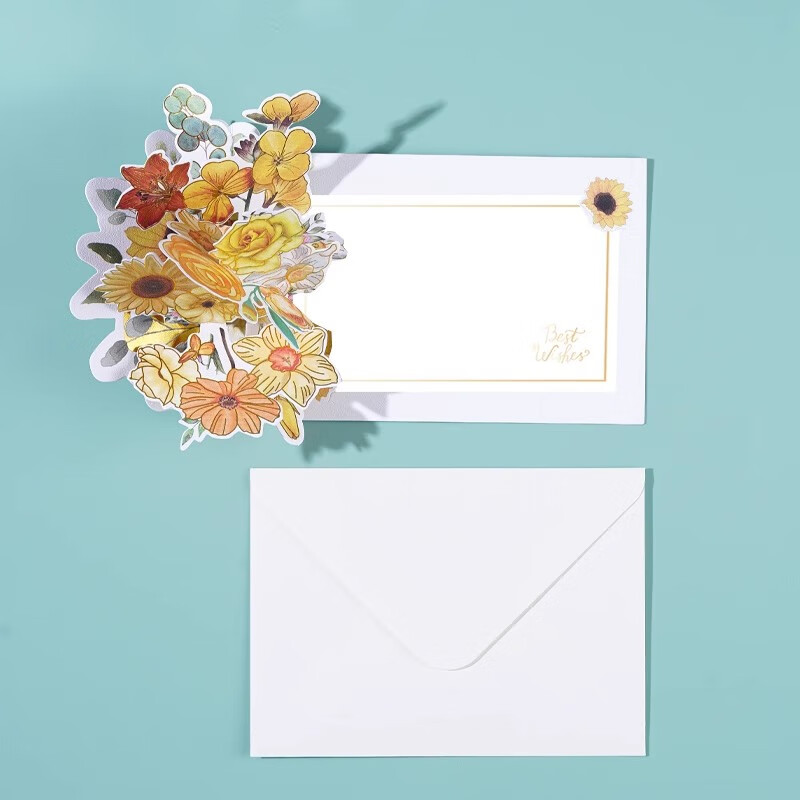 鲁桥半遮面立体花贺卡小清新3d感恩祝福生日卡高级感员工客户教师节定