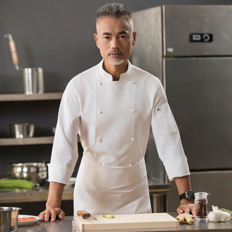 溪虞西餐厅高档纯棉厨师工作服星级酒店会所长美食节目行政总厨烹饪
