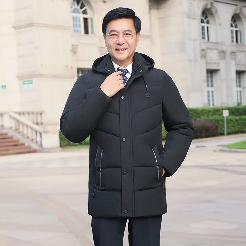 专帅棉衣男冬装新款男士外套40-50岁中老年爸爸父亲冬天棉服男 黑色 l