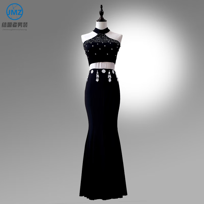 蝌新款傣族舞蹈服装女舞表演服艺考包臀鱼尾裙花腰半身练习裙子 款式1