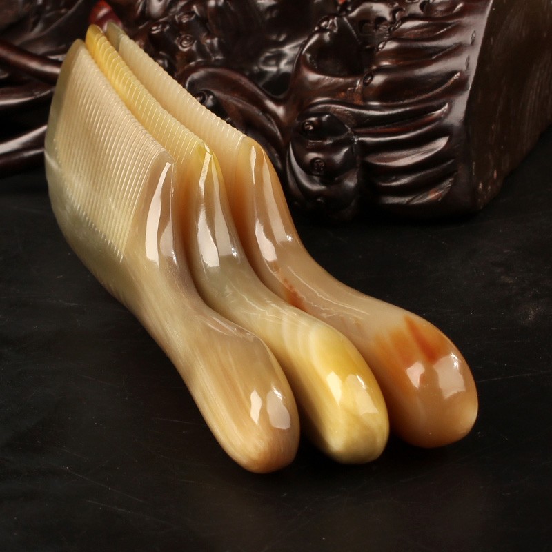 丰丰彐心正宗牛角女男通用长发卷发短发刻字加厚型顺发密齿宽齿 圆润