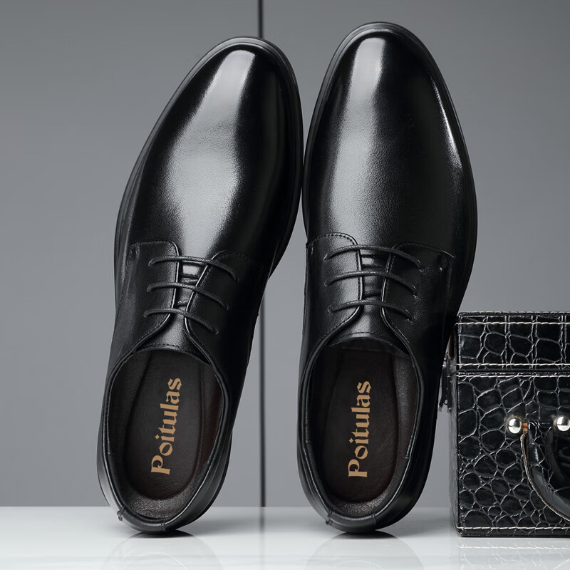 金猴(jinho)皮鞋男英伦系带牛皮商务正装鞋男士百搭圆头婚鞋 6618