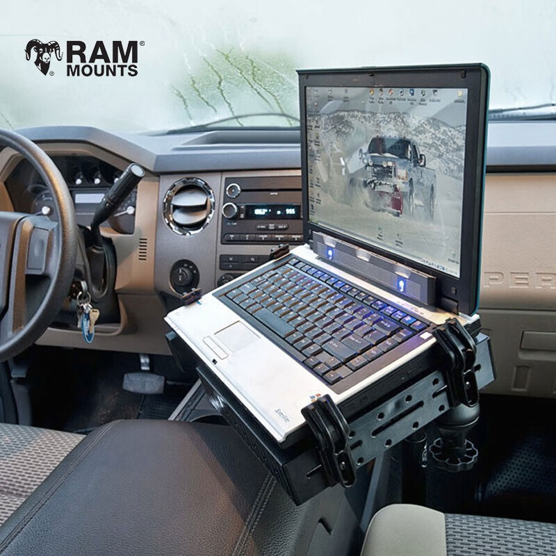 RAM车载笔记本电脑支架 汽车副驾驶座椅滑轨无损安装 越野车载支架