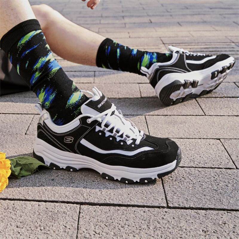 斯凯奇（Skechers）奥利奥熊猫鞋丨老爹鞋男女经典黑白复古秋冬轻便潮流增高运动休闲 男款-BKW/黑色/白色 41