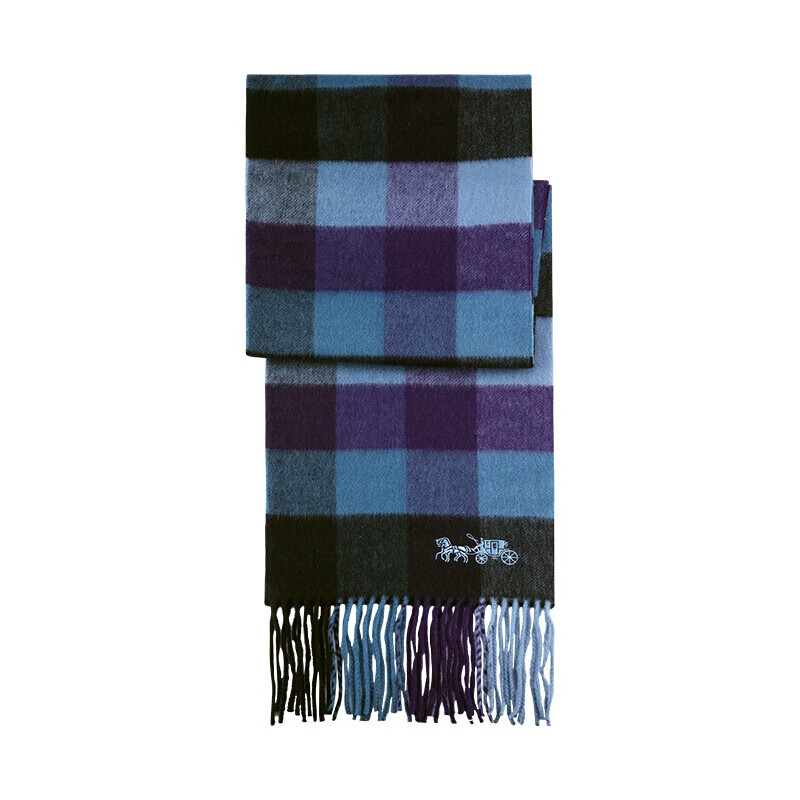 coach蔻驰 男女通用渐变格子长款围巾 4629 蓝色4629-bl/mc