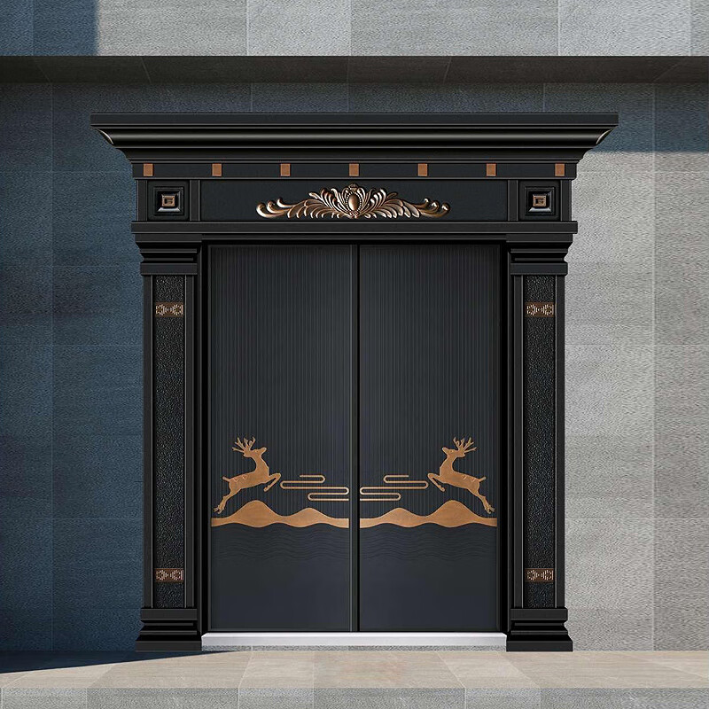 德骊嘉铸铝防爆门精雕纯铝合金别墅进户门子母双开单开客厅大门 精雕