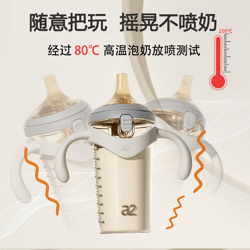 A 2奶瓶翻盖ppsu弹盖吸管奶瓶6个月以上过渡鸭嘴奶瓶240珍珠灰 240ml珍珠灰咬吸水嘴*1直饮吸管（12月+）