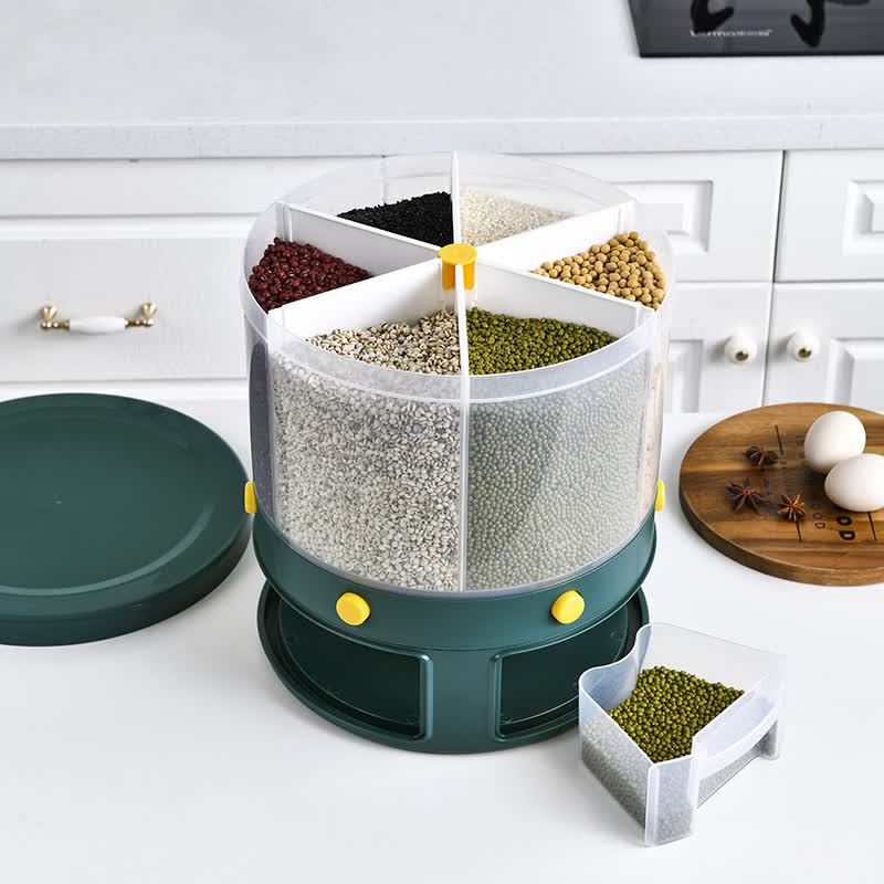 厨房多功能米桶家用旋转分格自动出米密封分隔储米箱放米储存器罐 墨