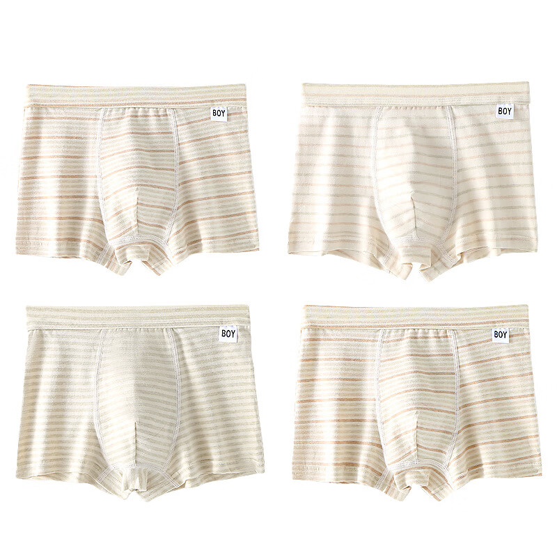 米宝儿内裤男款儿童纯棉夏季薄款男童四角加肥加大男孩少年平角A类短裤 混色 条纹 4条 6XL 身高150-160体重135-155斤