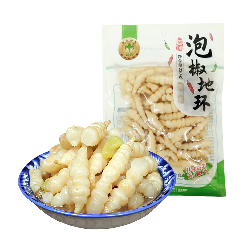 百合錦州百合小菜泡椒地環(huán)咸菜東北醬腌菜下飯菜新鮮寶塔菜泡菜螺絲菜 泡椒地環(huán)220gX3袋