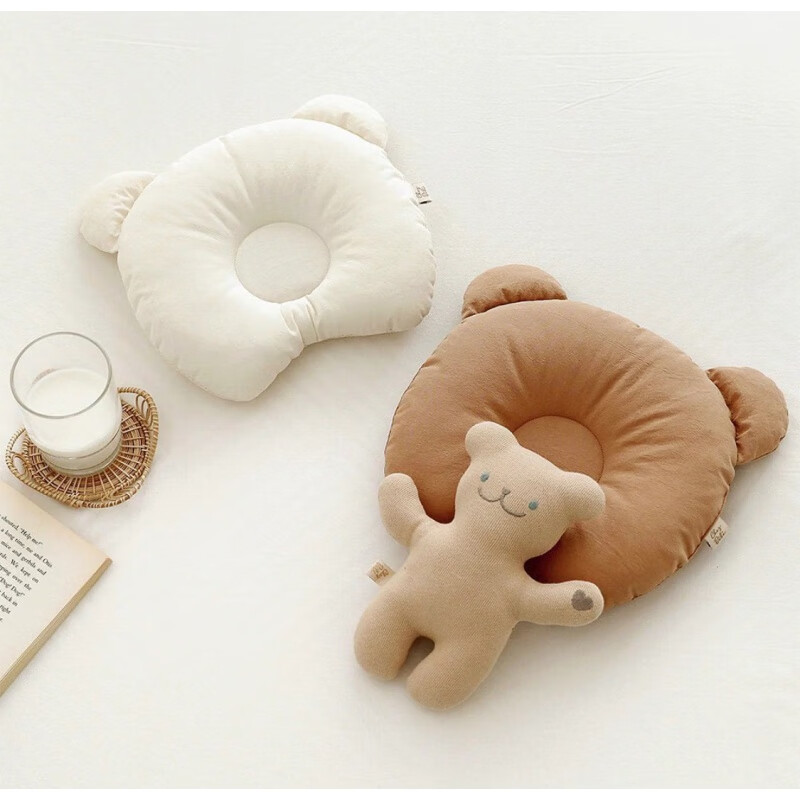 西雨点点0-1岁婴儿枕头小熊造型INS花边风格宝宝睡枕定型枕 小熊