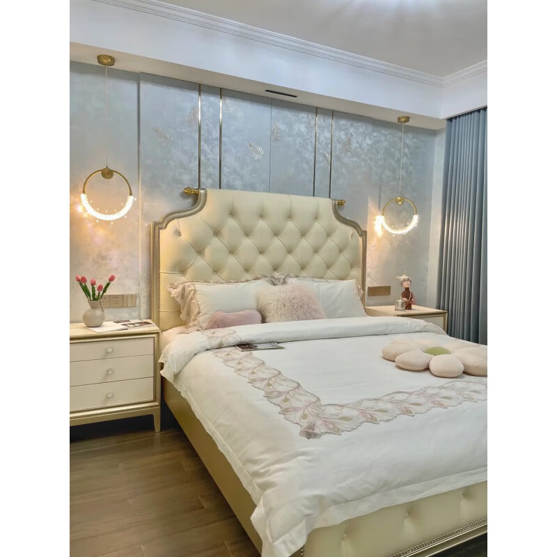 8米法式国王拉扣高端牛皮主卧双人 国王床 其他 x 框架结构