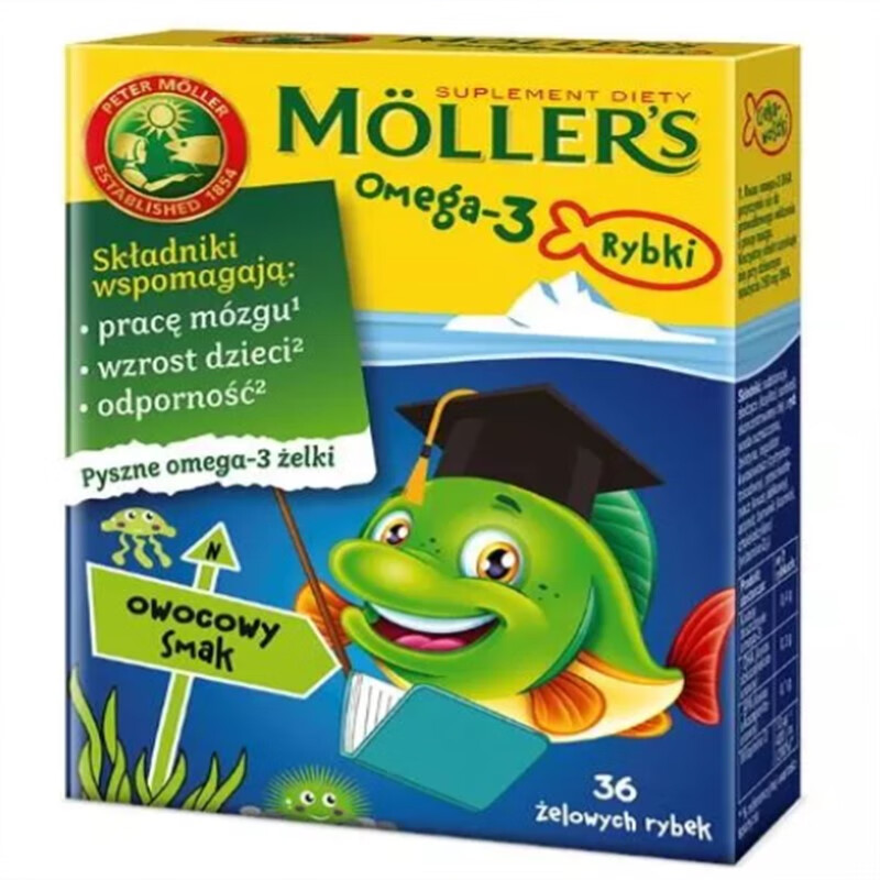 Mollers 挪威沐乐思儿童小鱼果冻深海鱼油mollers水果味DHA 36粒 水果味DHA