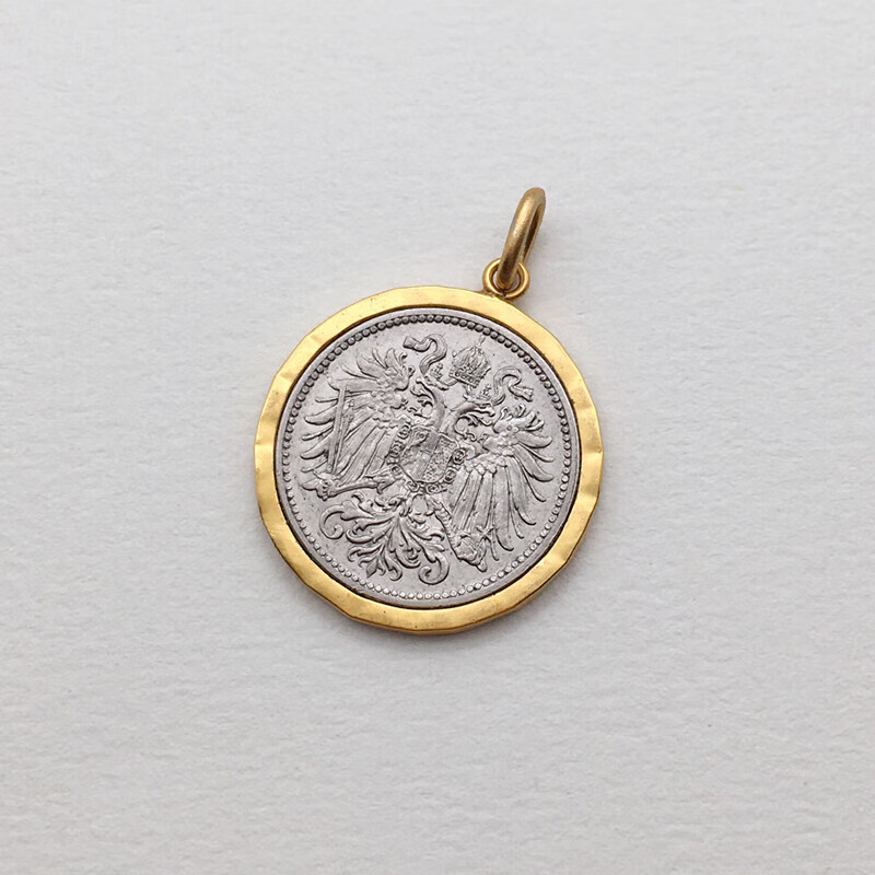 托托贴贴古币项链 奥地利双头鹰百年真老硬币包边吊坠sn9366 a款 不含