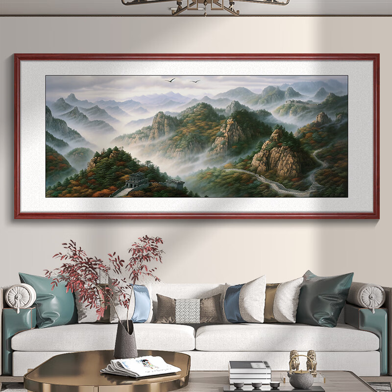 oein有山无水靠山画万里长城画靠山图国画山水画客厅挂画办公室装饰画