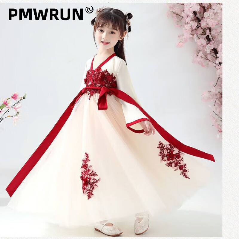 pmwrun儿童唐装汉服男童中国风童装女童古风连衣裙小孩古装演出服装