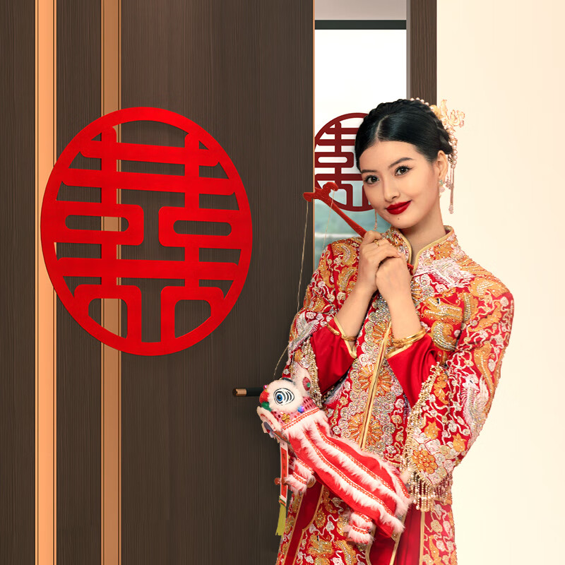 渡鹊桥结婚庆喜字贴大门卧室衣柜婚礼专用绒布喜字贴纸结婚婚房装饰