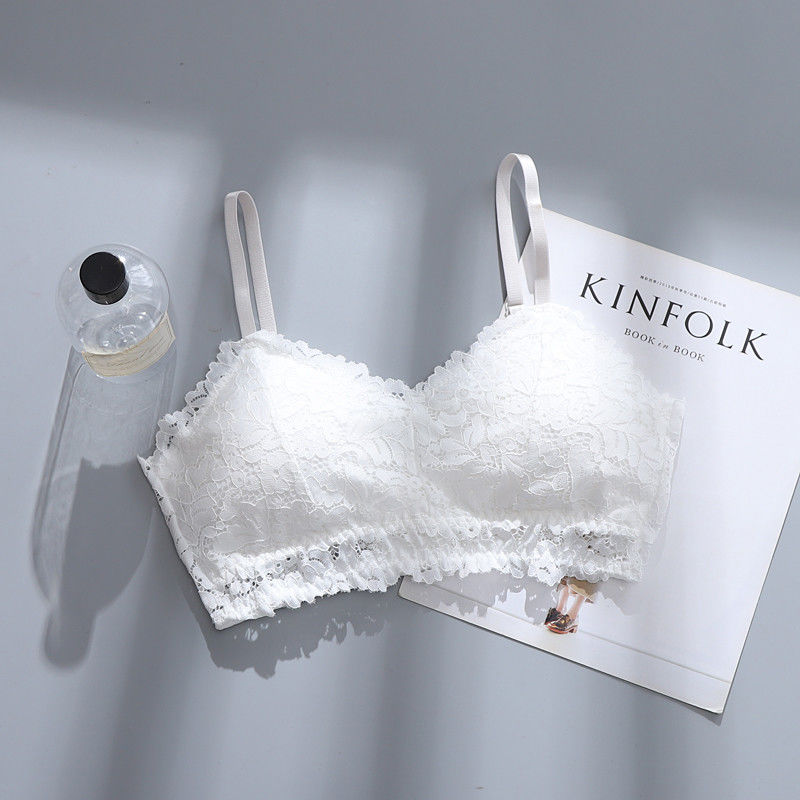 哚芊姿薄款蕾丝裹胸发育期吊带内衣女学生高中少女无钢圈文胸 蕾丝排