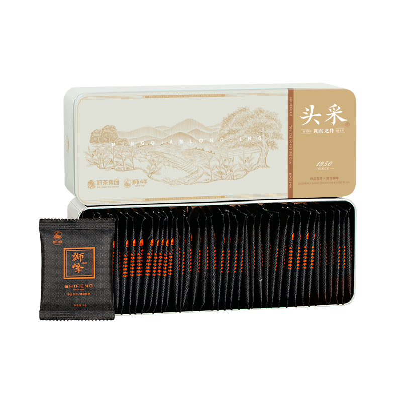 獅峰牌2025年新茶綠茶明前龍井茶葉頭采特級80g春茶小包袋泡裝自己喝