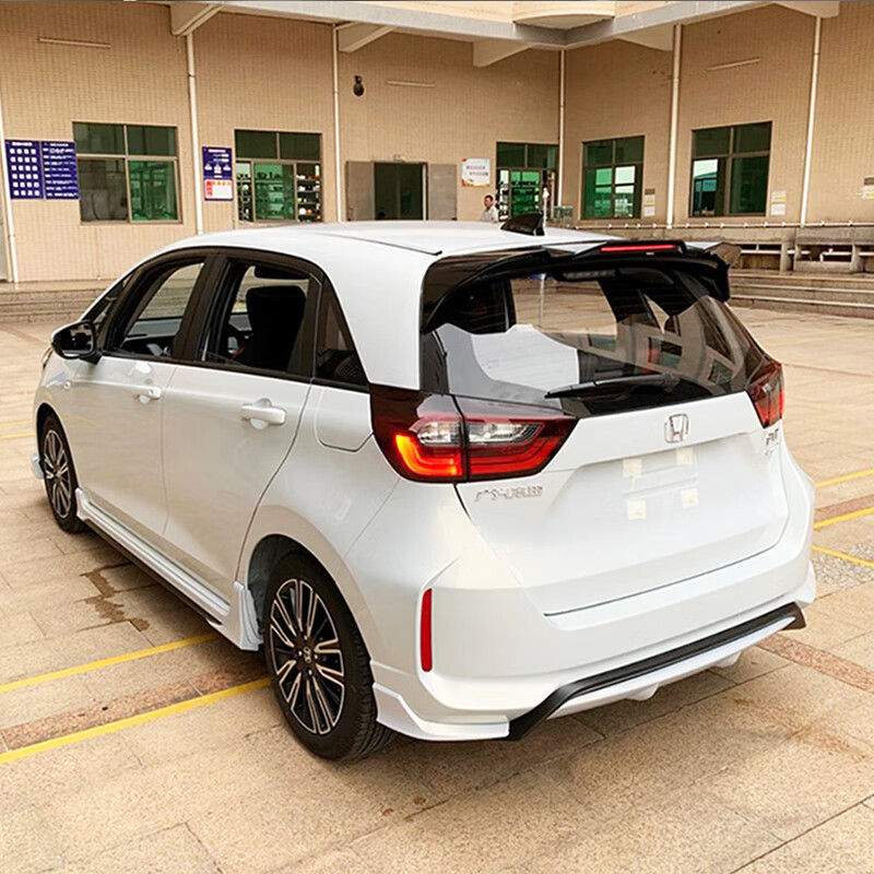 全新飞度fit免打孔改装带灯顶翼后尾翼 带灯款-亮黑色潮启/潮享/潮越