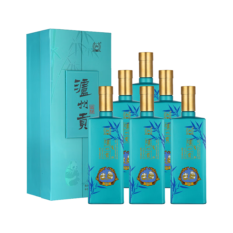 泸州老窖浓香型白酒熊猫酒 泸州贡翡绿 52度纯粮宴请礼品 52度 500mL 6瓶