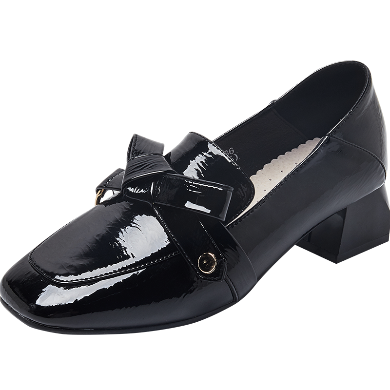 ZHR单鞋女英伦风浅口粗跟女鞋OY232黑色37，了解价格走势和优质品牌商品推荐！