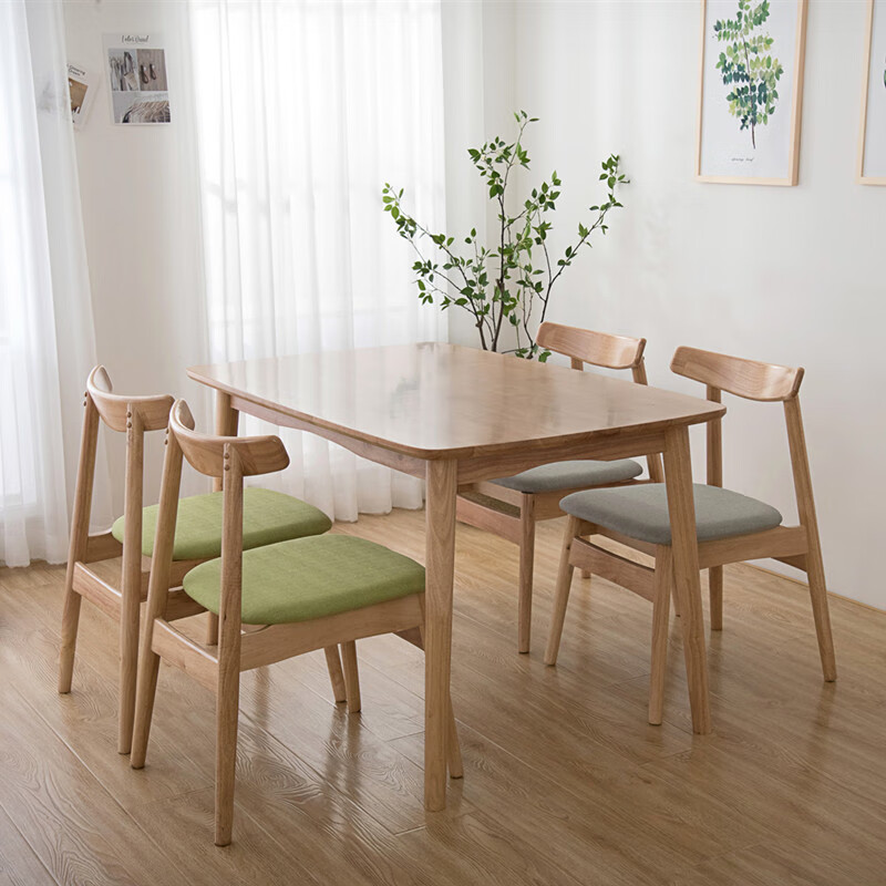 原木风餐桌实木家用日式小户型 北欧实木餐桌现代简约纯白岩板长 实木