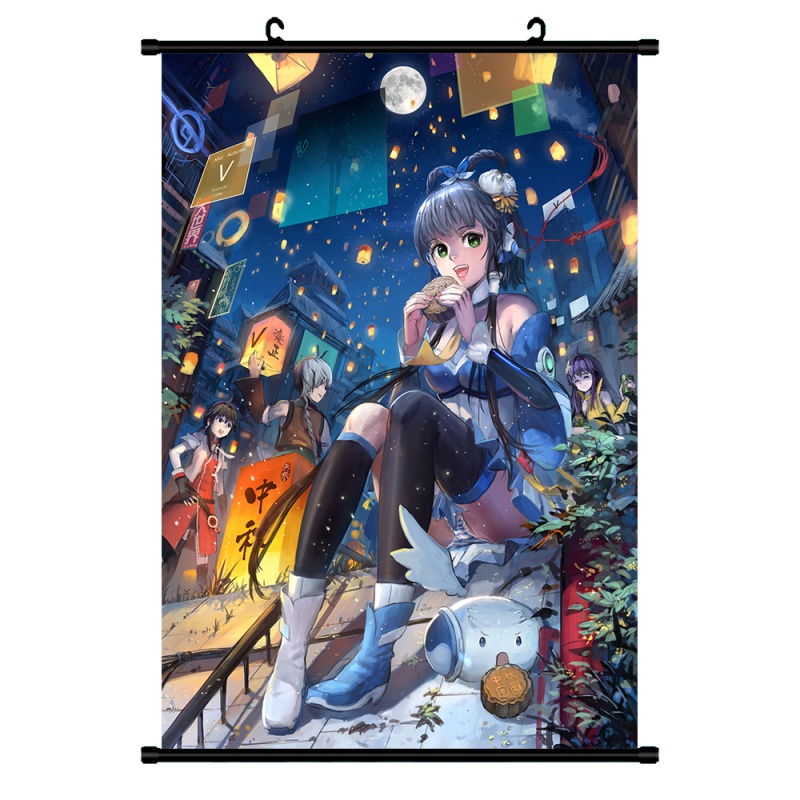 狼天影 洛天依乐正绫洛神吃货殿下南北组动漫周边挂画海报卷轴定制