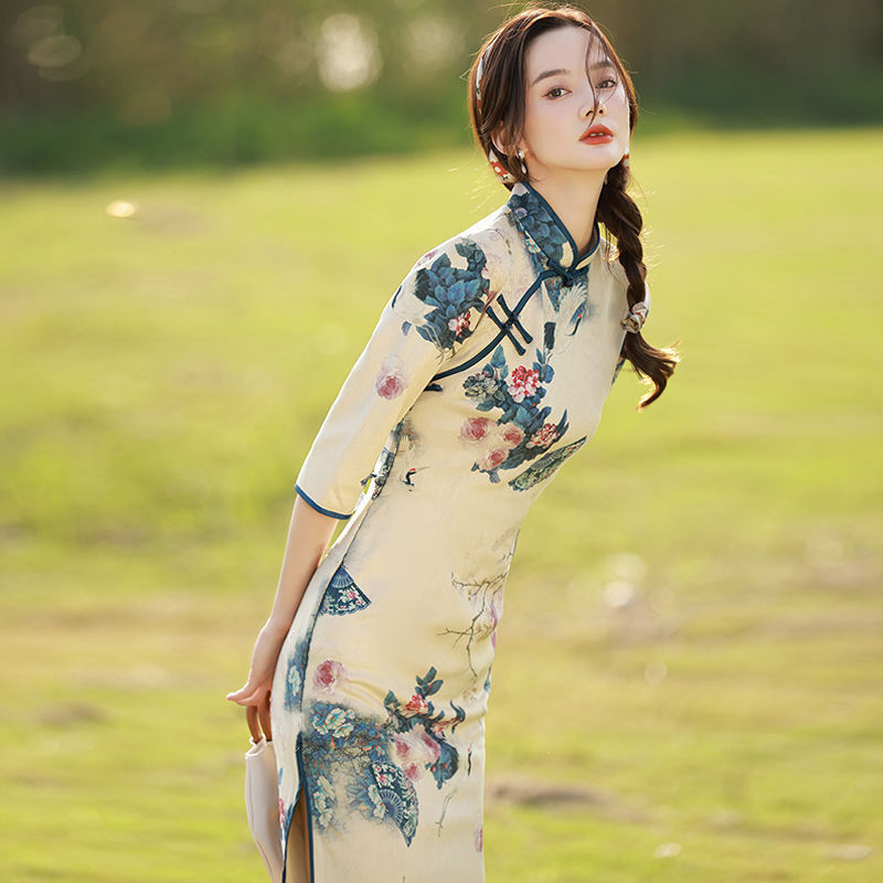 中凡智老上海民国风旗袍春夏年新款改良年轻复古秋季中长款女连衣裙