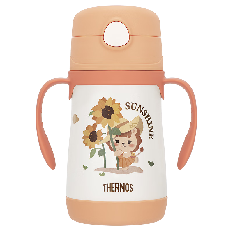 膳魔师（THERMOS）儿童吸管保温杯超轻316L不锈钢把手学生杯幼儿园婴儿水杯上学TCKC