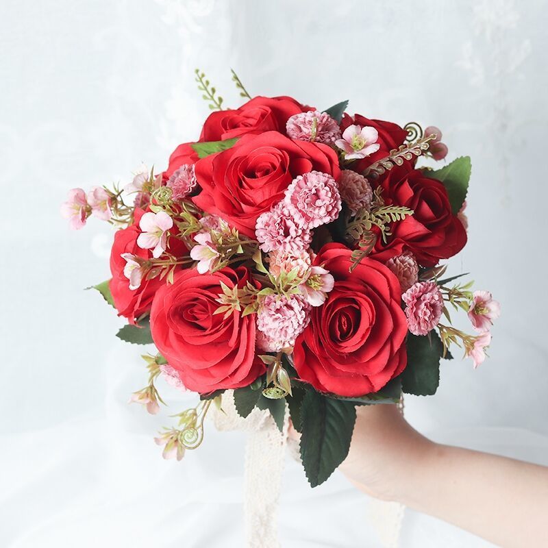 新娘手捧花红色绒布玫瑰手捧花捧花 爱情像花