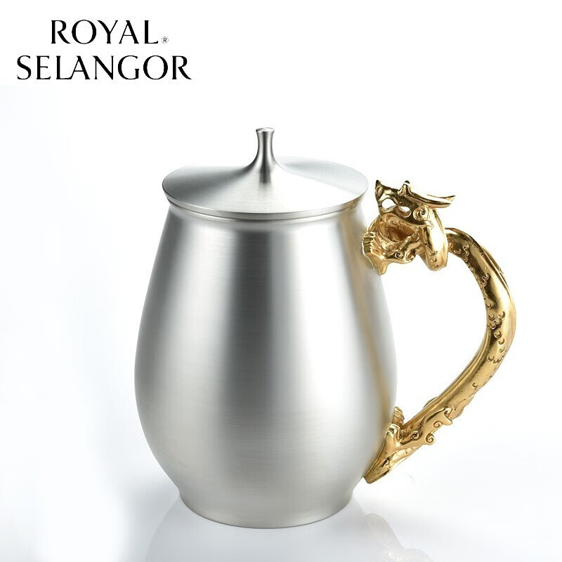 皇家雪兰莪(royal selangor)镀金茶盖杯龙舞九天 办公室个人喝茶泡茶