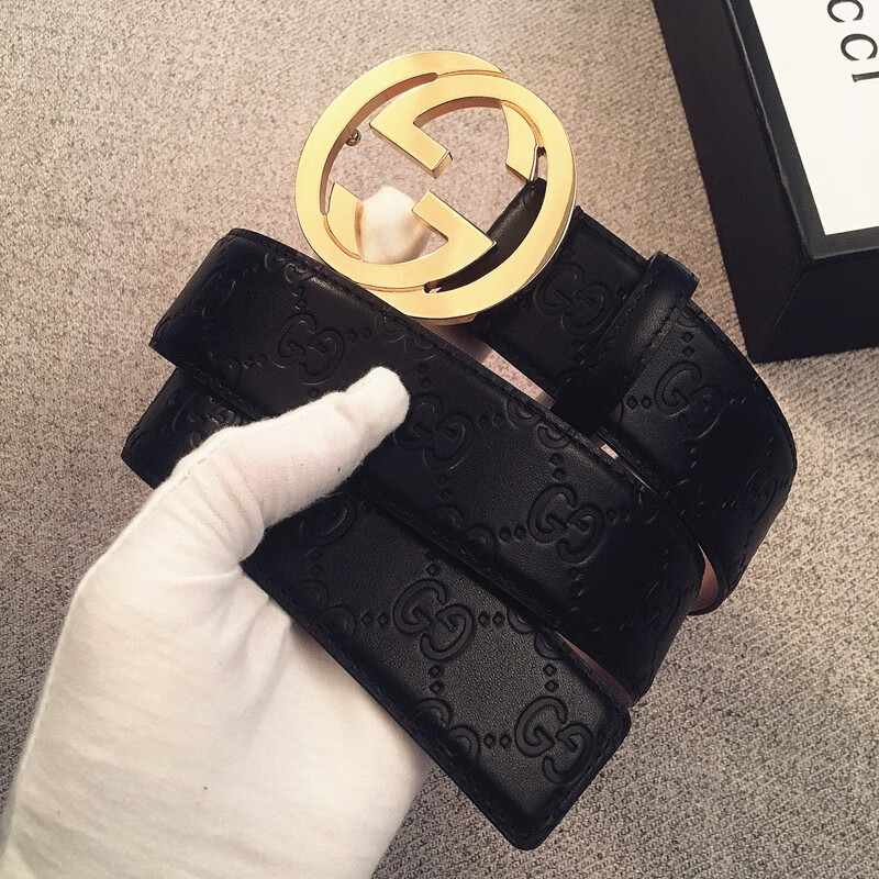 蜜蜂酷奇双g头皮带男士真皮复古家牛皮压花商务休闲打孔裤腰带送男友